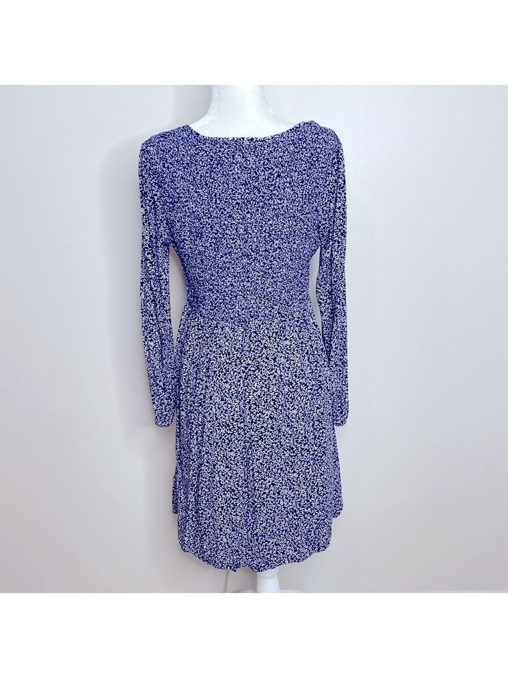 Old Navy navy and White smocked long sleeve A-Line Dress - Picture 3 of 11